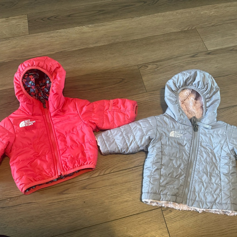 The North Face Kids' Puffer Jackets - Pink and Gray